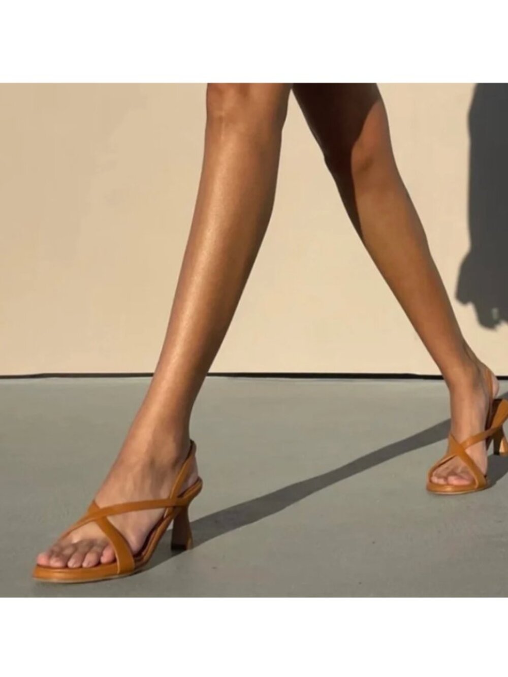 Neil J. Rodgers Yin Cognac Tan Leather Slingback Heeled Sandals Size 39 / 8.5 US - Picture 7 of 7
